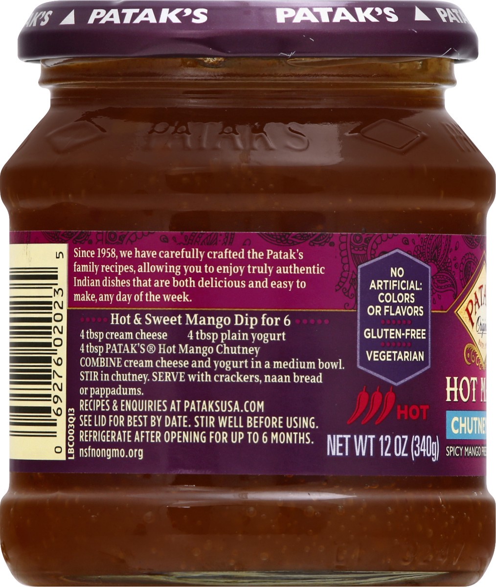 slide 9 of 9, Patak's Hot Mango Chutney, 12 oz