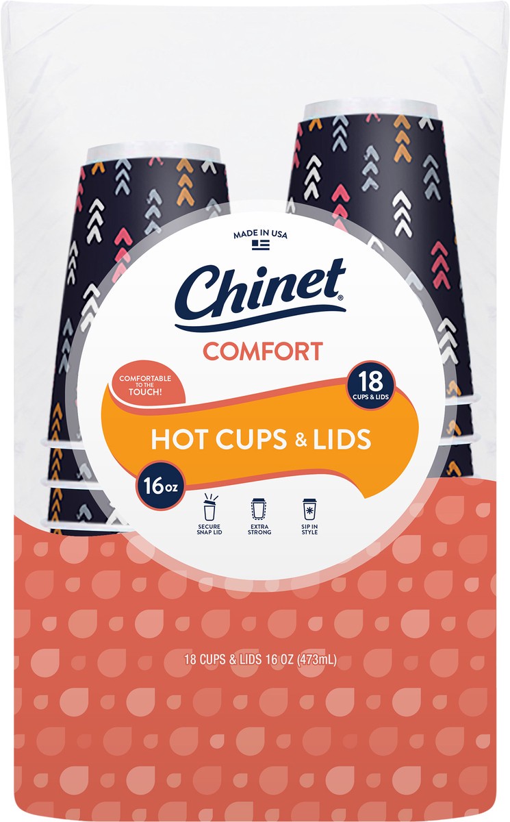 slide 7 of 8, Chinet 16 Ounce Comfort Hot Cups & Lids 18 ea, 18 ct