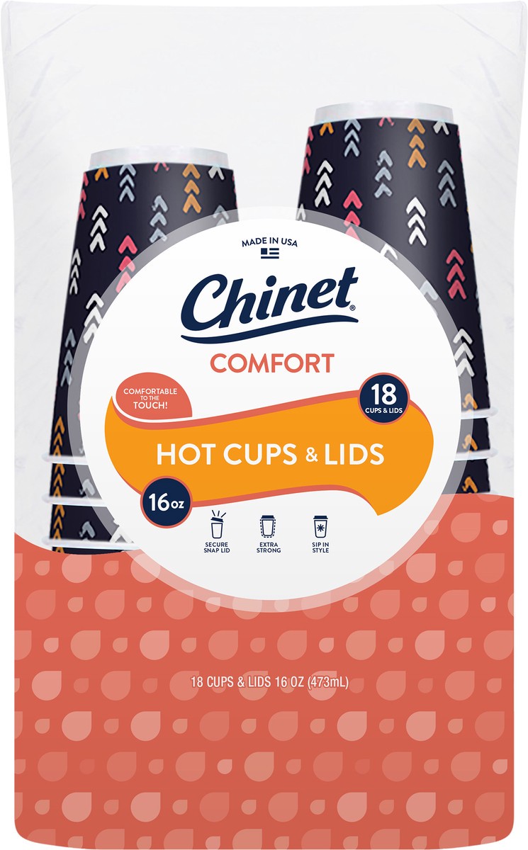slide 3 of 8, Chinet 16 Ounce Comfort Hot Cups & Lids 18 ea, 18 ct