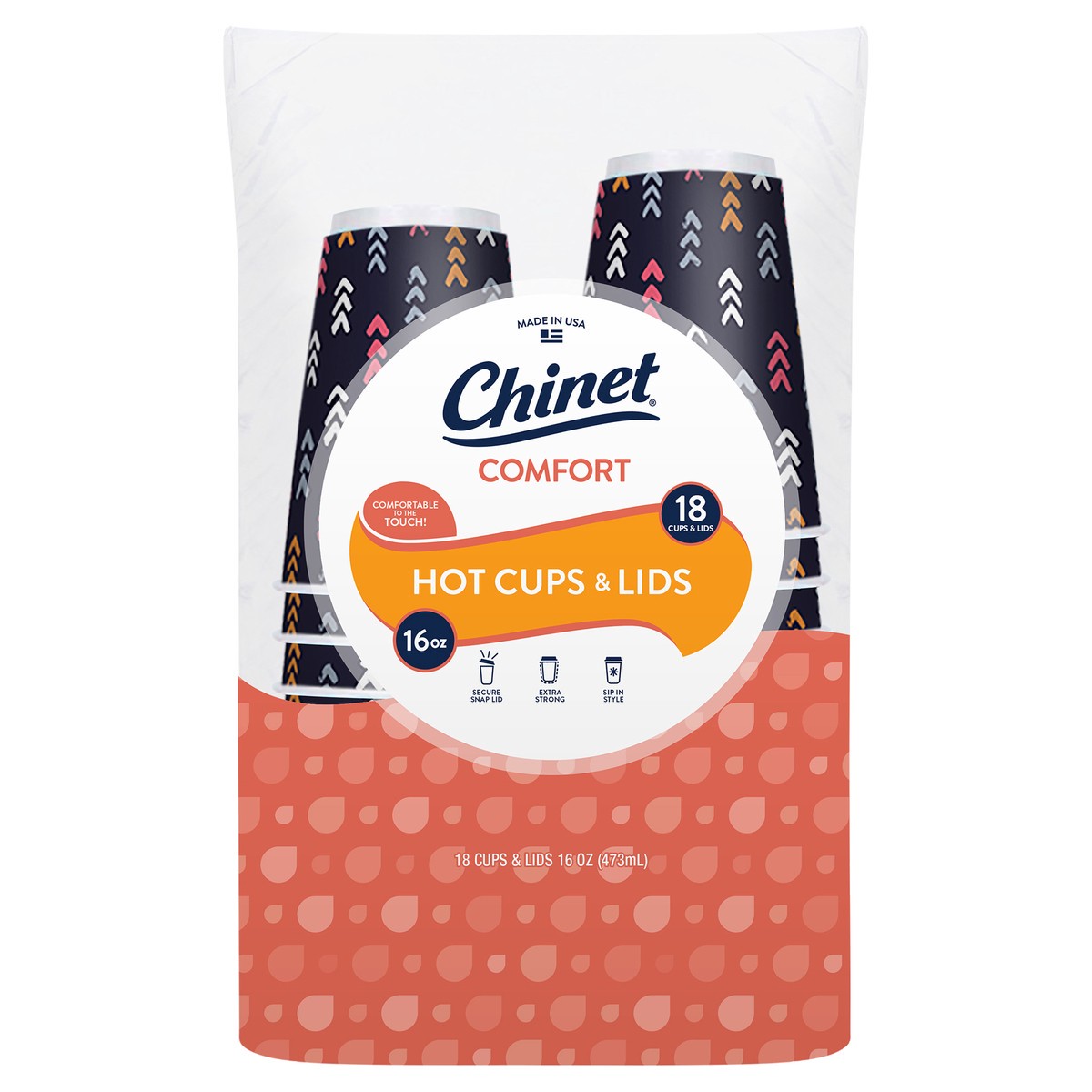 slide 2 of 8, Chinet 16 Ounce Comfort Hot Cups & Lids 18 ea, 18 ct