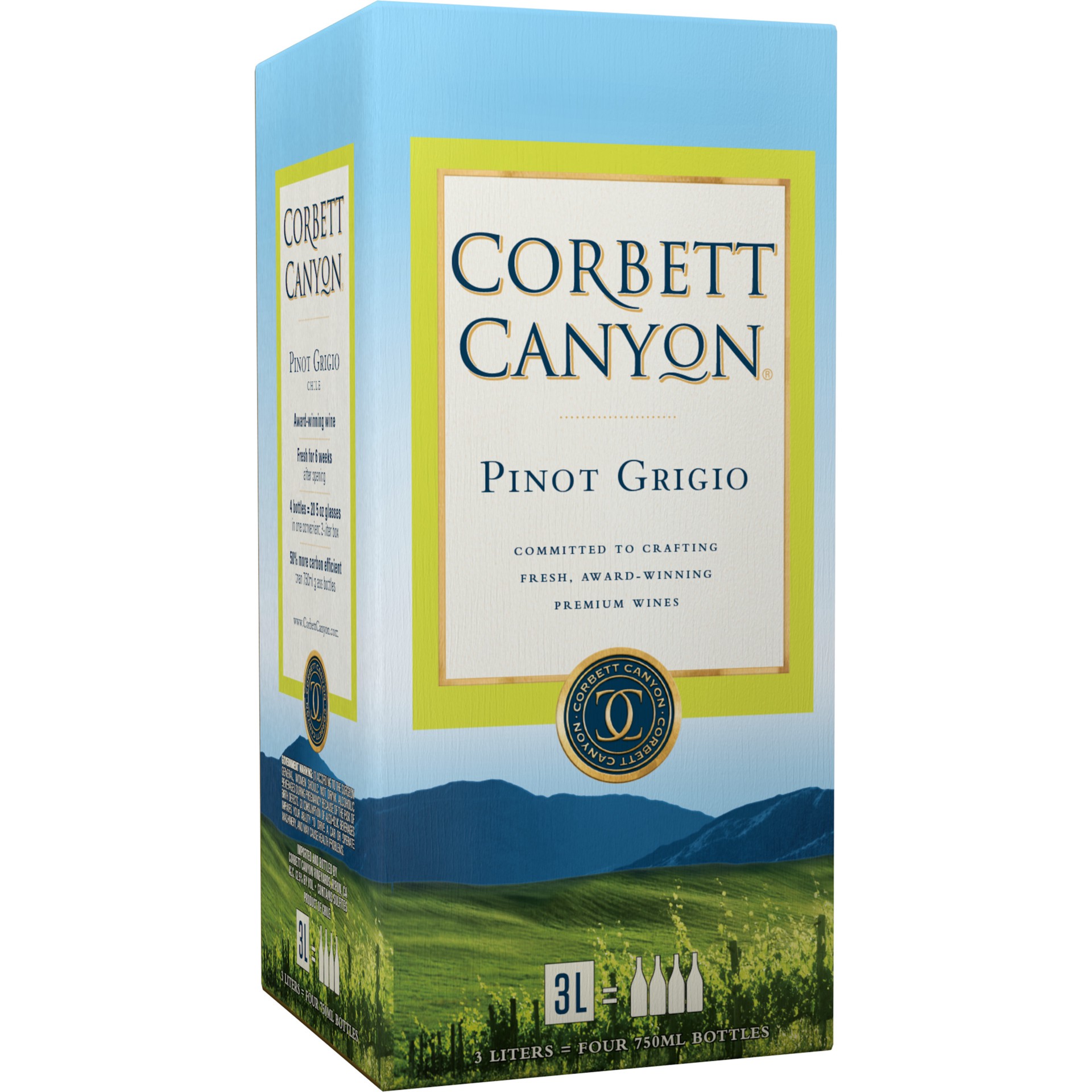 slide 1 of 2, Corbett Canyon Pinot Grigio, White Wine, Chile, 1 ct, 3L Box, 3 liter