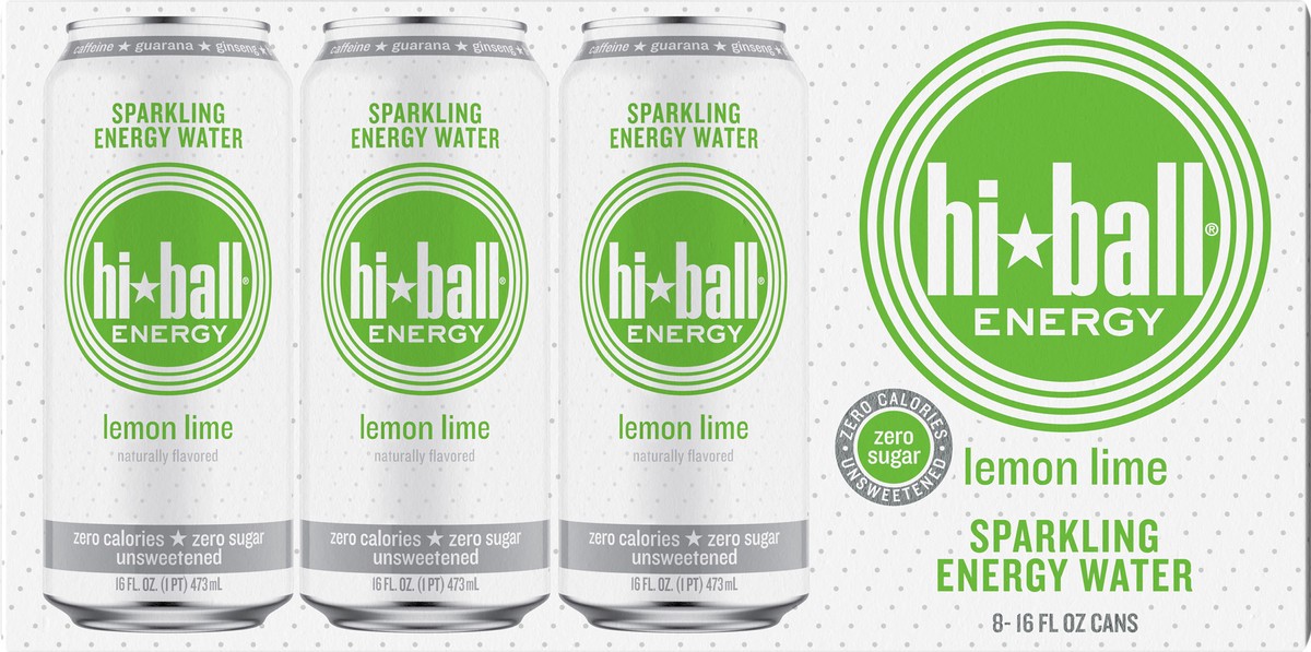 slide 3 of 10, Hiball Energy Lemon Lime Sparkling Energy Water - 8 ct, 8 ct; 16 fl oz