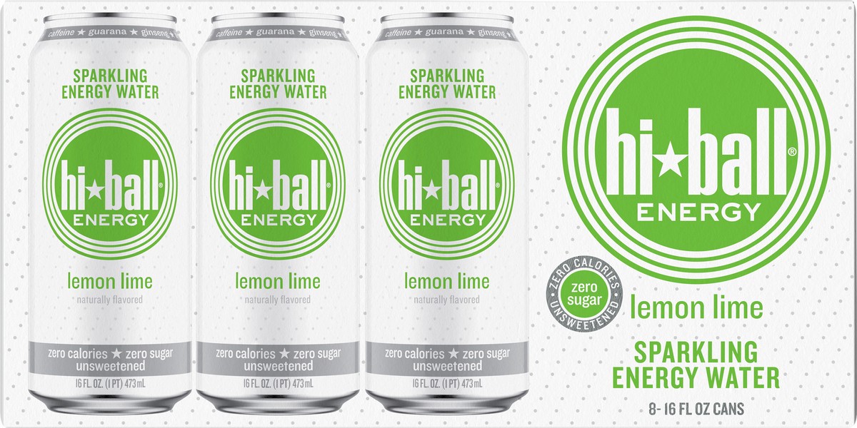 slide 9 of 10, Hiball Energy Lemon Lime Sparkling Energy Water - 8 ct, 8 ct; 16 fl oz