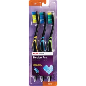 slide 1 of 1, CVS Health Design-Pro Toothbrush, Soft, 3 ct