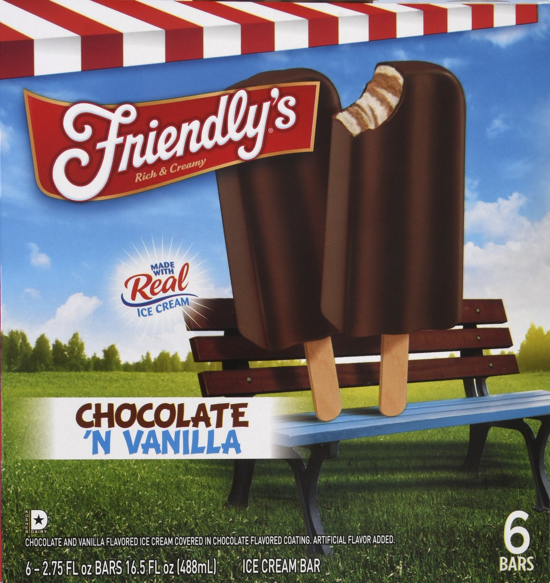 slide 5 of 14, Friendly's Chocolate Vanilla Ice Cream Bars, 6 ct; 2.75 fl oz