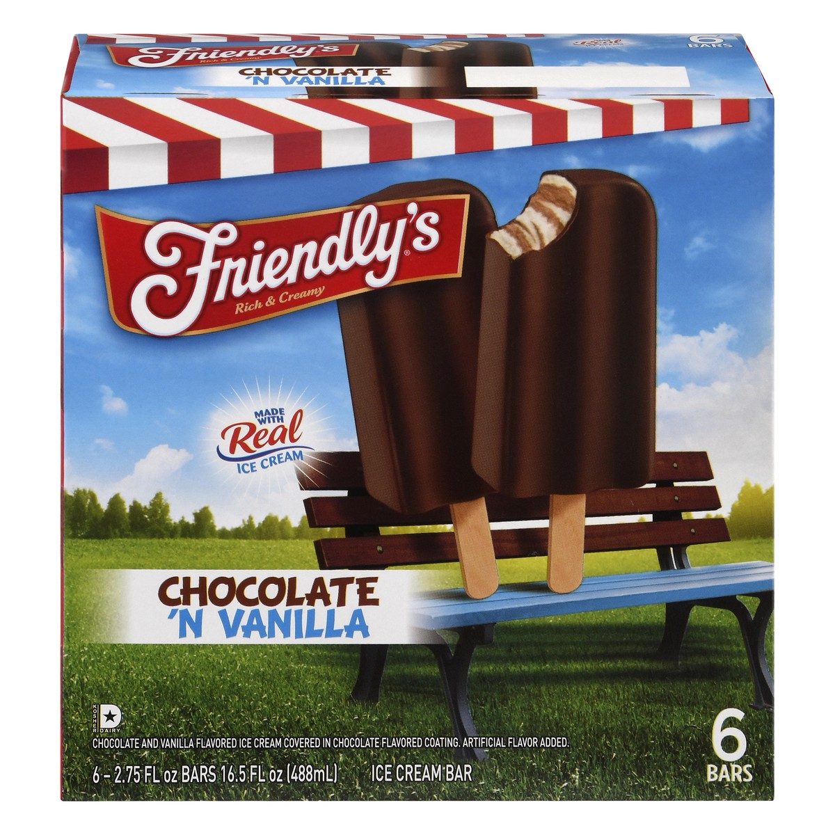 slide 1 of 14, Friendly's Chocolate Vanilla Ice Cream Bars, 6 ct; 2.75 fl oz