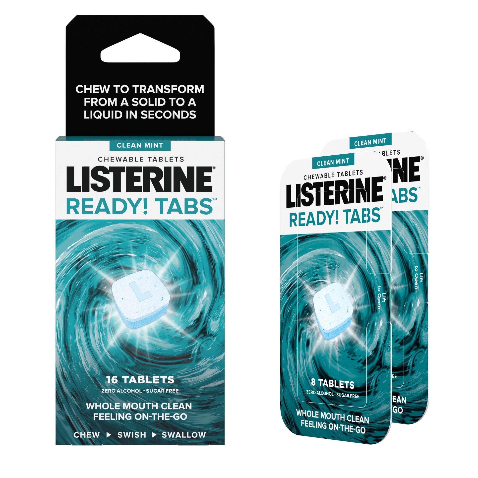 slide 1 of 6, Listerine Ready! Tabs Chewable Tablets Clean Mint, 16 ct