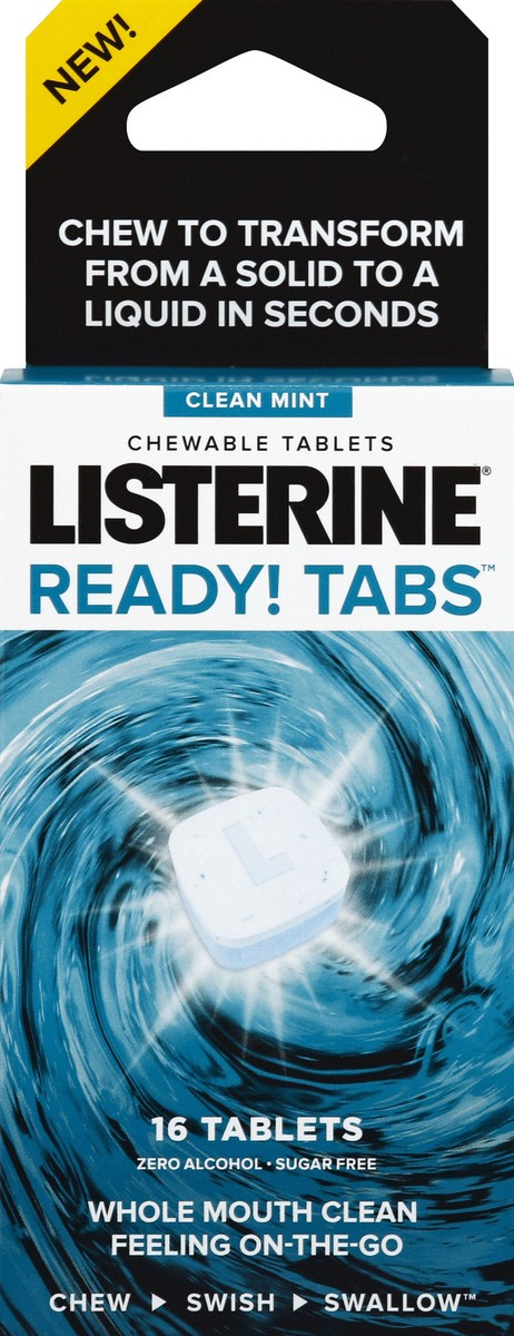 slide 5 of 6, Listerine Ready! Tabs Chewable Tablets Clean Mint, 16 ct