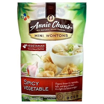 slide 1 of 1, Annie Chun's Mini Wontons, Vegetable Spicy, 8 oz