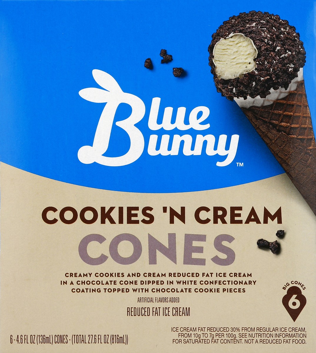 slide 1 of 5, Blue Bunny Ice Cream Cones 6 ea, 6 ct