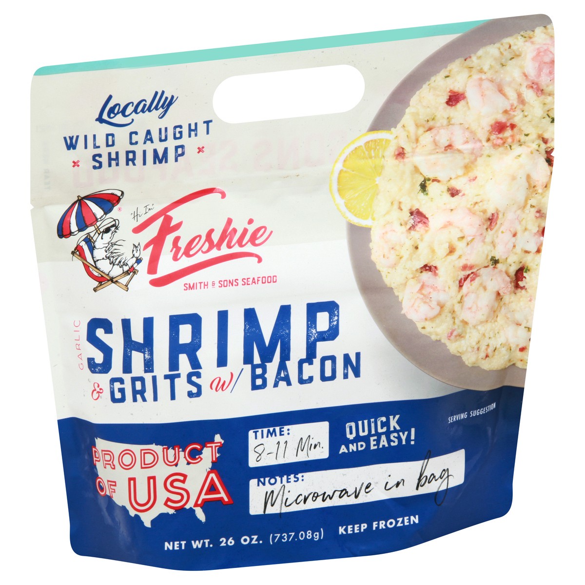 slide 2 of 9, Freshie Garlic Shrimp & Grits with Bacon, 26 oz