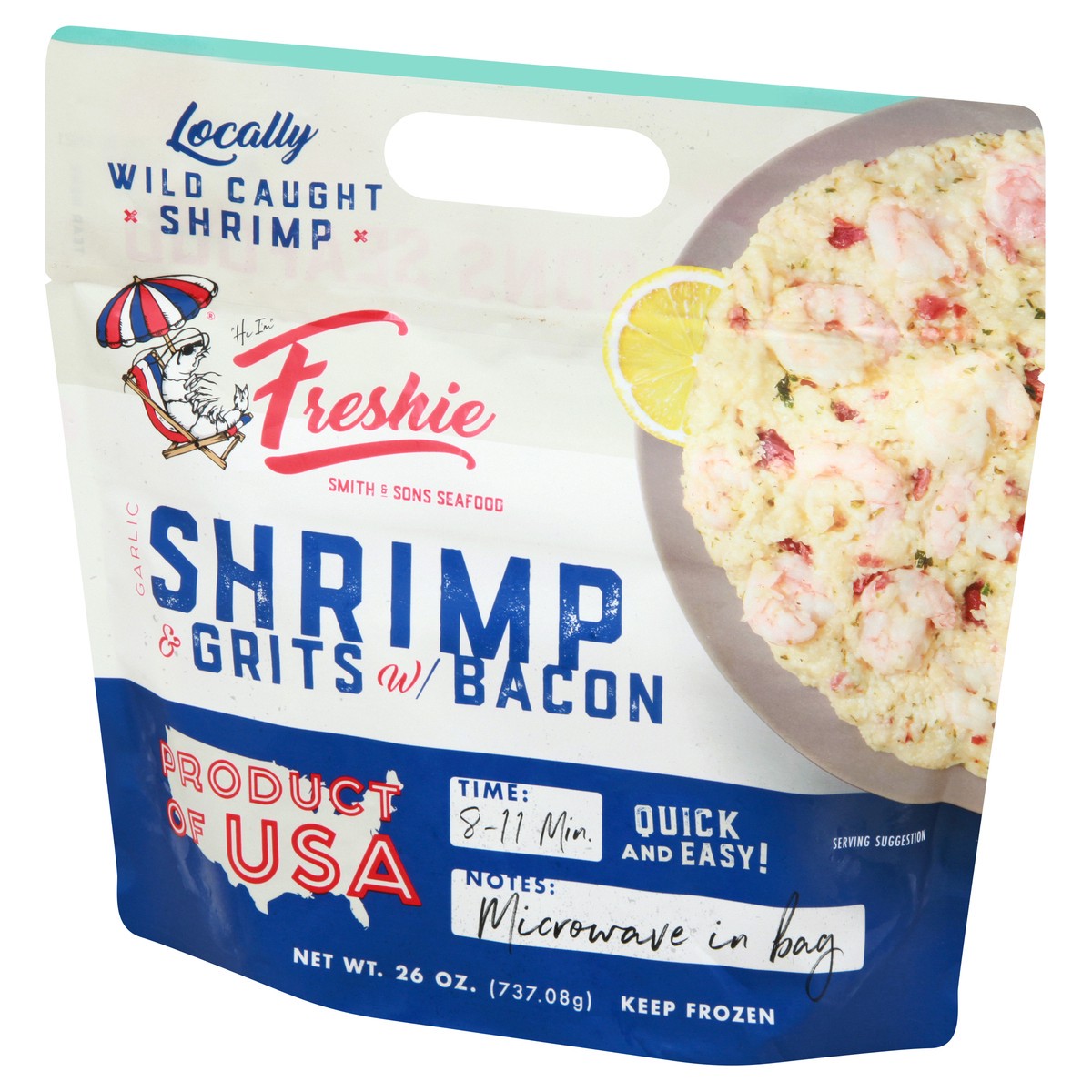 slide 5 of 9, Freshie Garlic Shrimp & Grits with Bacon, 26 oz