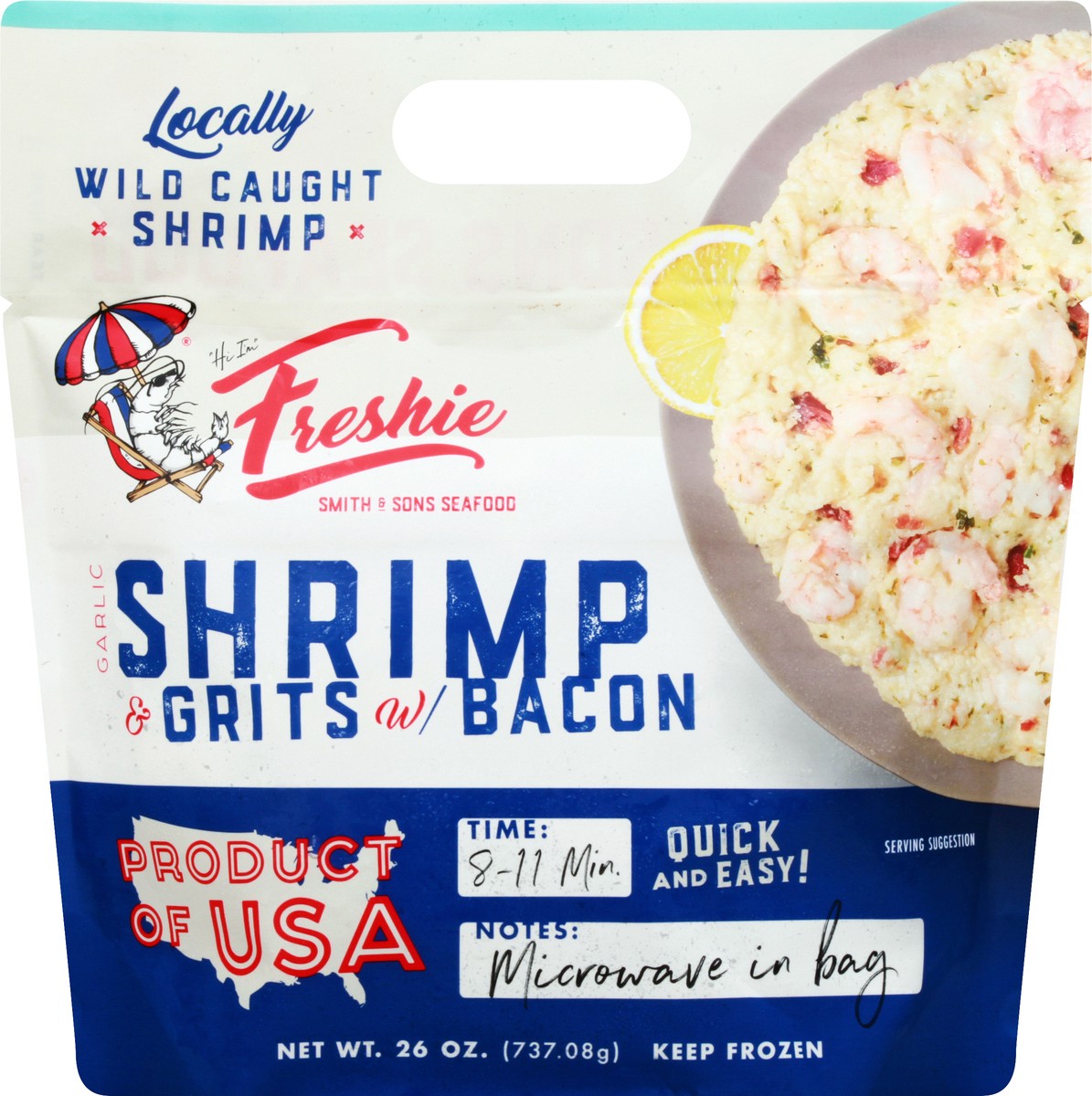 slide 9 of 9, Freshie Garlic Shrimp & Grits with Bacon, 26 oz