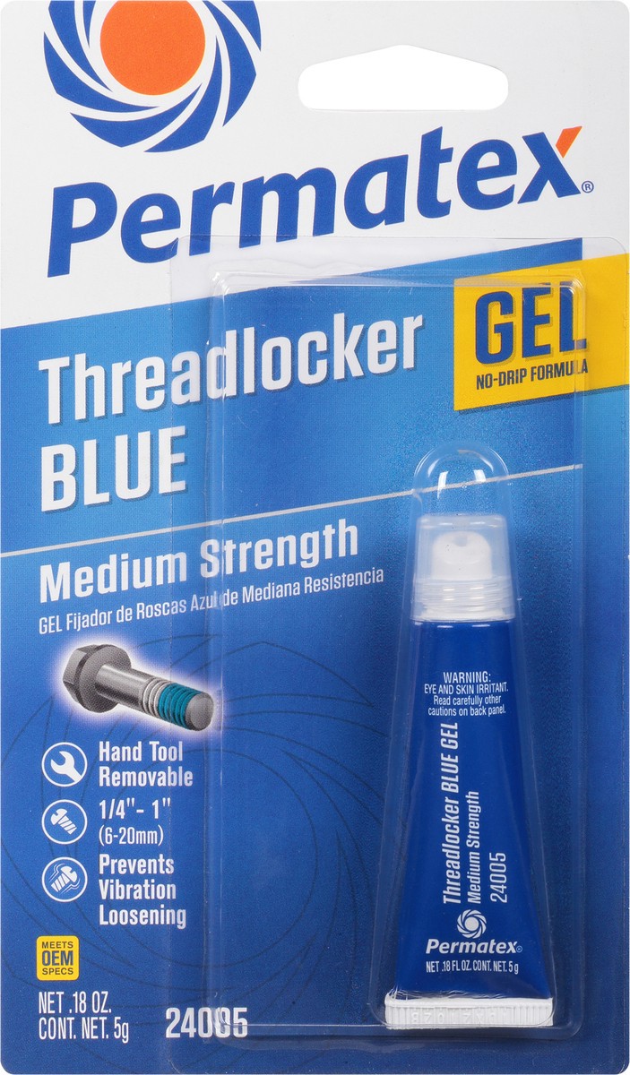 slide 8 of 9, Permatex Gel Medium Strength Blue Threadlocker .18 oz, 0.18 oz