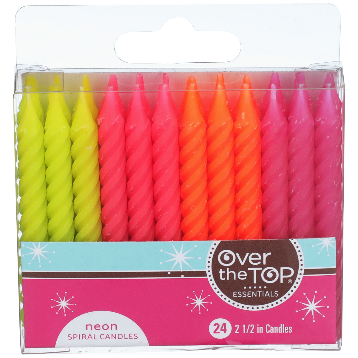 slide 1 of 1, Over The Top Neon Spiral Candles, 24 ct