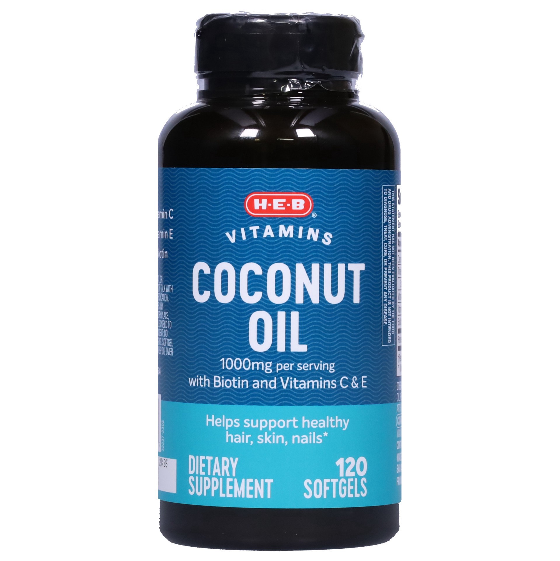 slide 1 of 1, H-E-B Coconut Oil with Vitamin E Softgels, 120 ct
