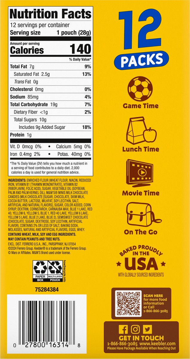 slide 5 of 15, Keebler 12 Pack Minis Cookies 12 - 1 oz Pouches, 12 ct