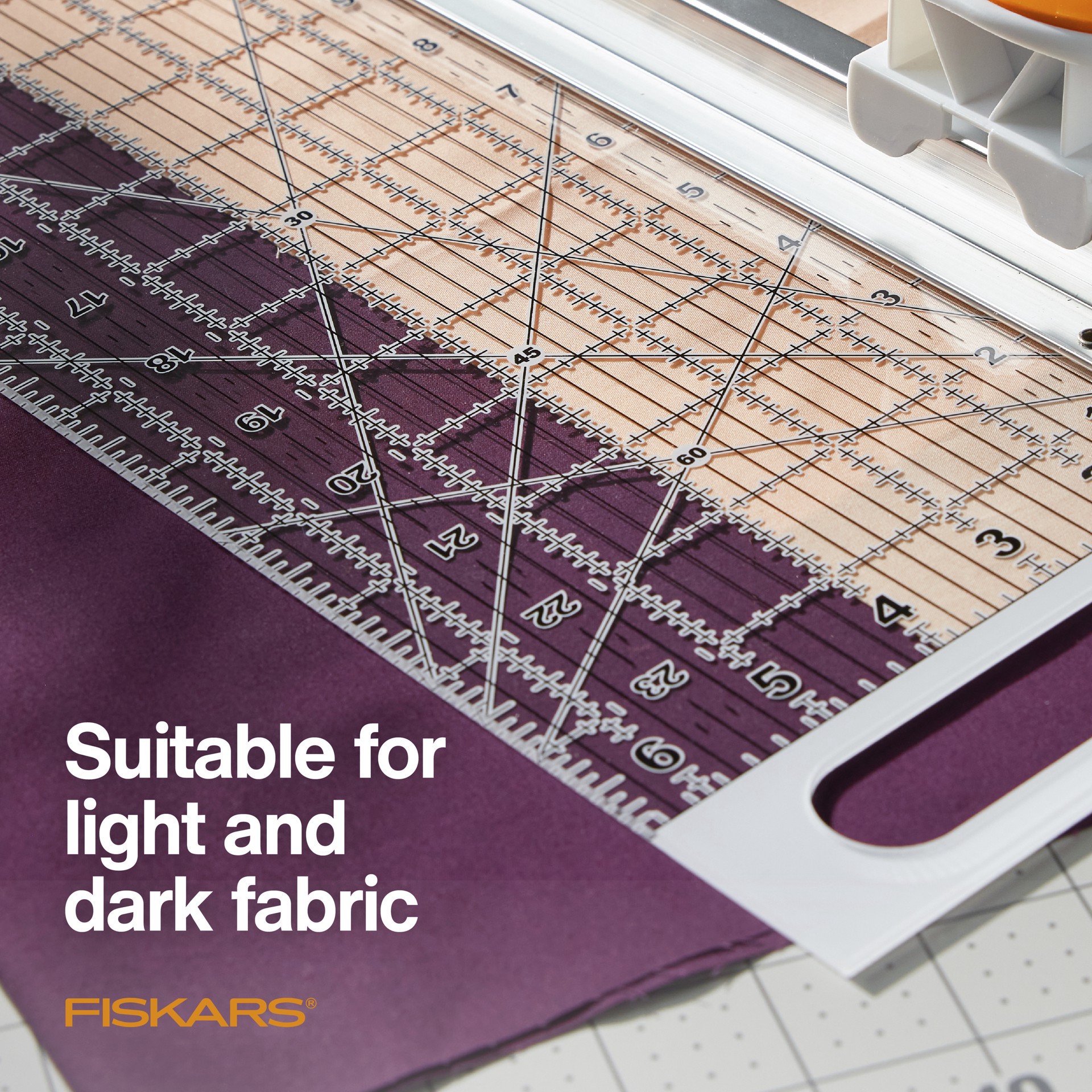slide 4 of 13, Fiskars Rotary Cutter & Ruler Combo Tool, 15.24cm x 60.96cm