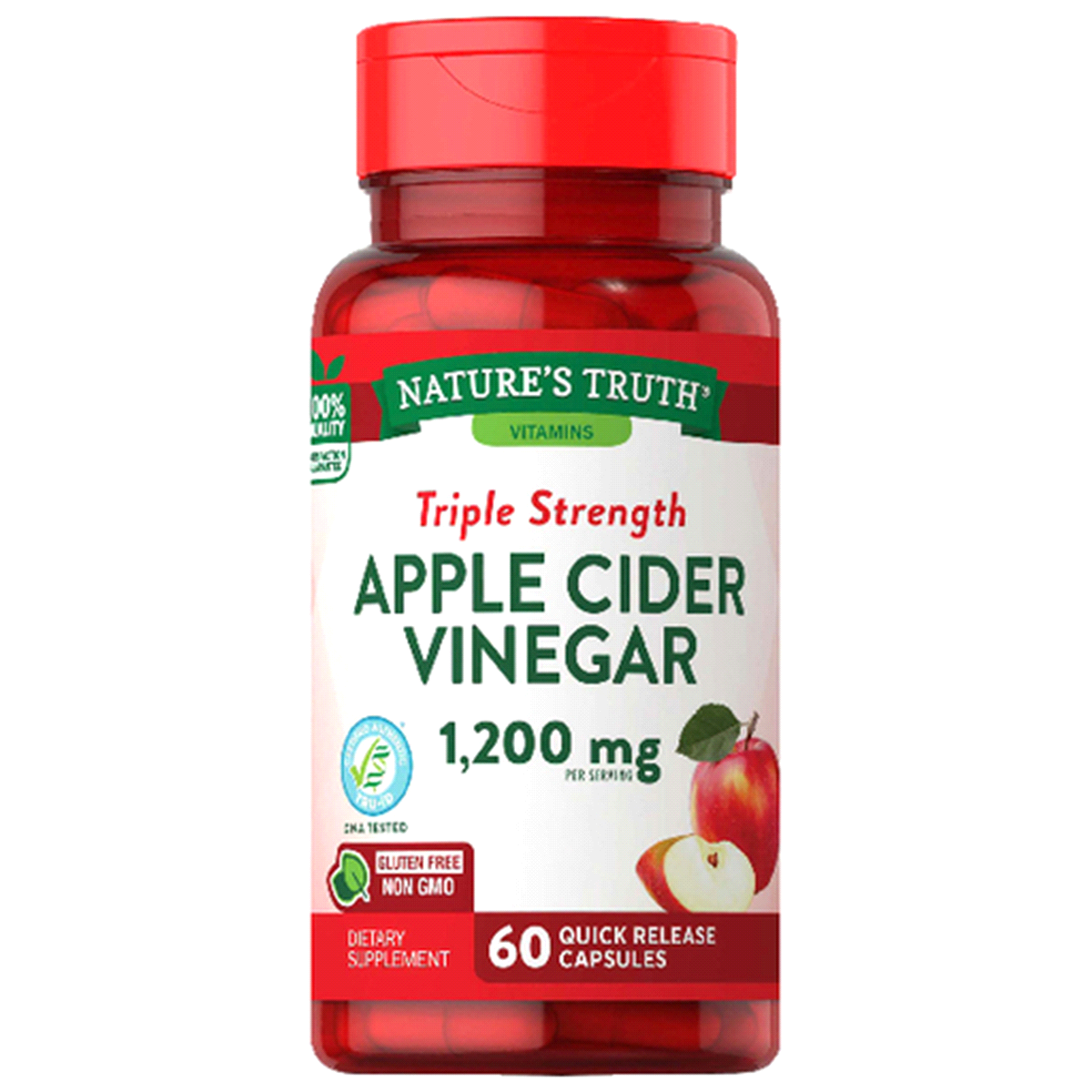 slide 1 of 13, Nature's Truth Triple Strength Apple Cider Vinegar Quick Release Dietary Supplement, 60 ct; 600 mg