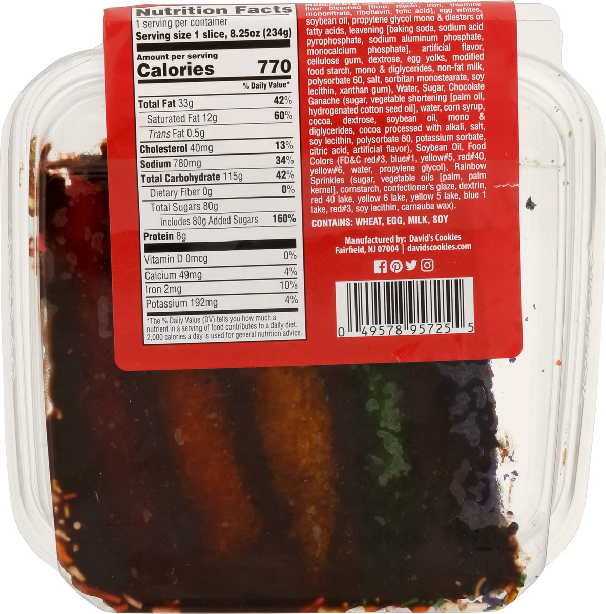 slide 11 of 15, David's Cookies Chocolate Rainbow Cake 8.25 oz, 8.25 oz