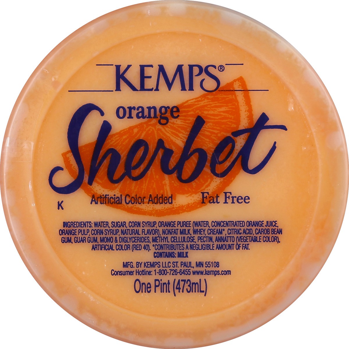 slide 2 of 4, Kemps Fat Free Orange Sherbet, 1 pint