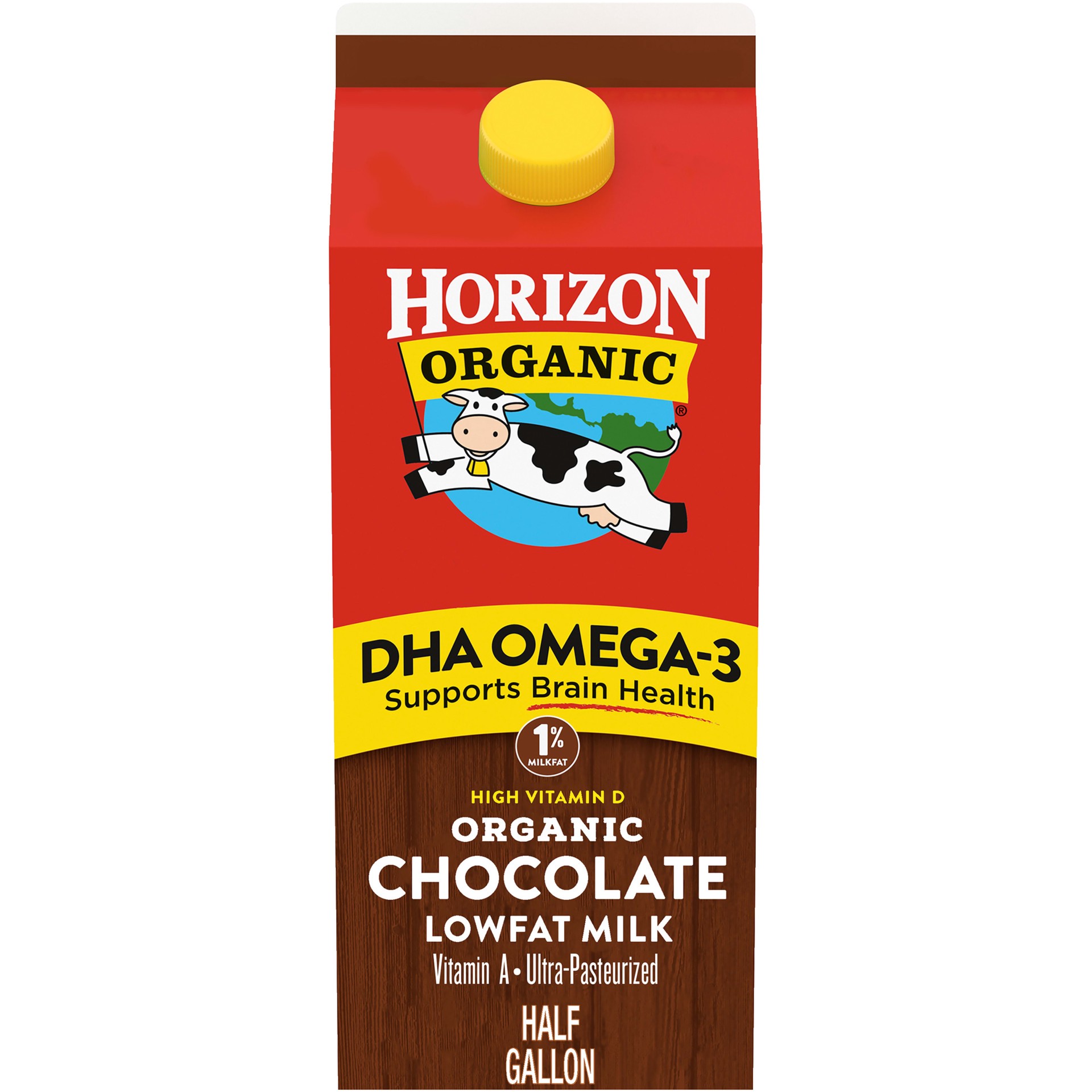 slide 1 of 5, Horizon Organic Milk Chocolate Milk Lowfat 1% DHA Omega-3, 1/2 gal