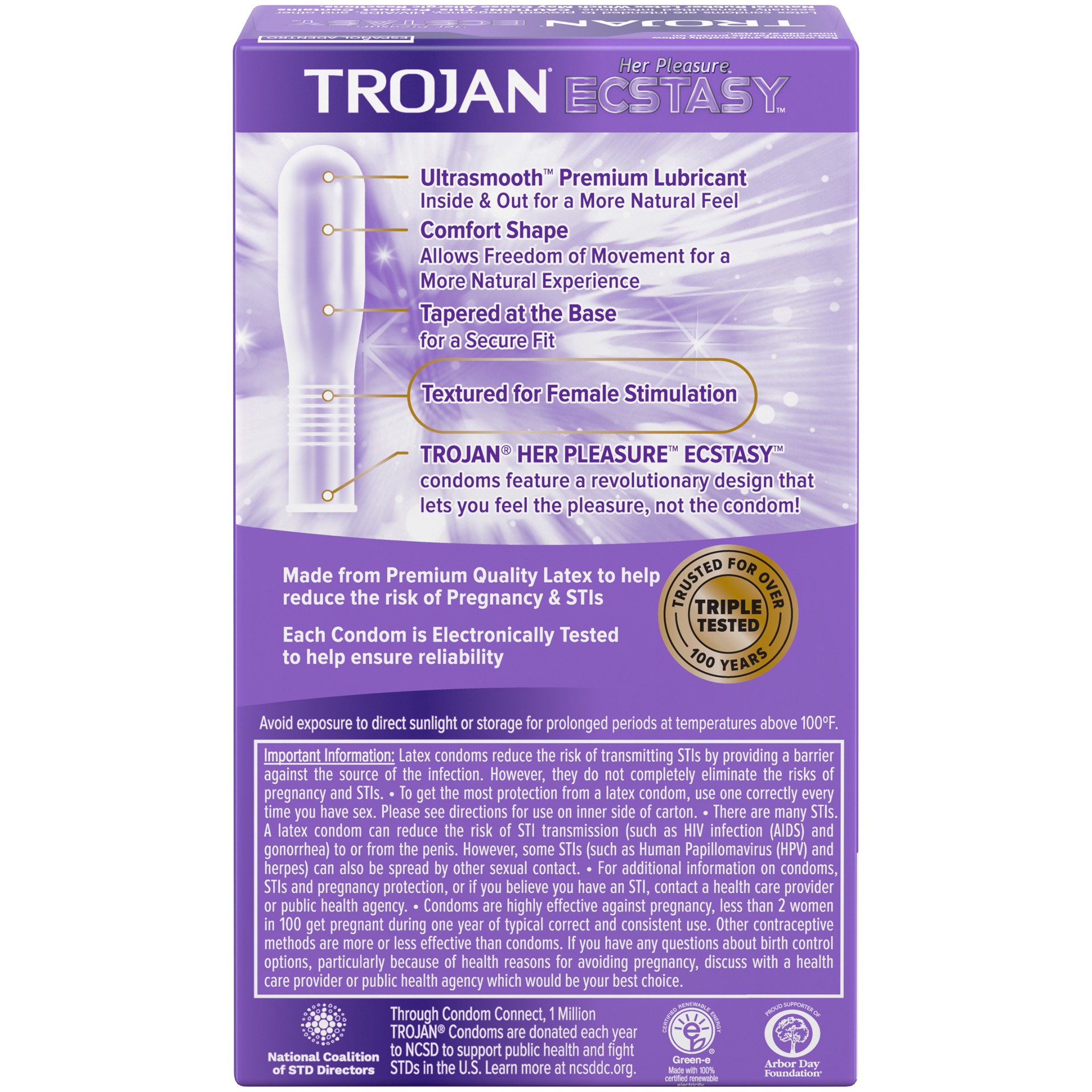 slide 3 of 5, Trojan Her Pleasure Ecstasy Lubricated Condoms - 10 Count, 10 ct