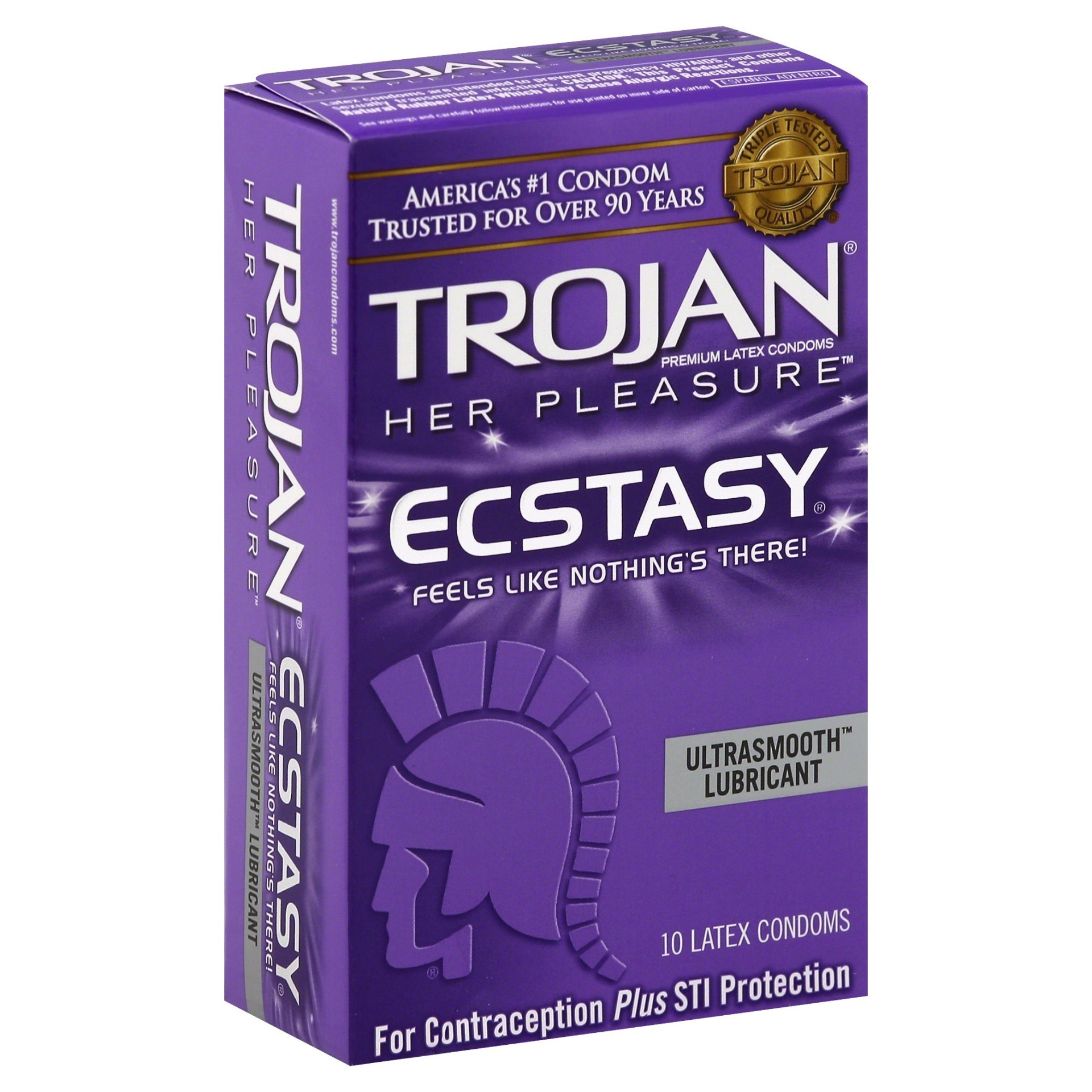 slide 1 of 5, Trojan Her Pleasure Ecstasy Lubricated Condoms - 10 Count, 10 ct