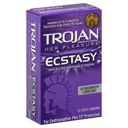 Trojan Her Pleasure Ecstasy Lubricated Condoms - 10 ct
