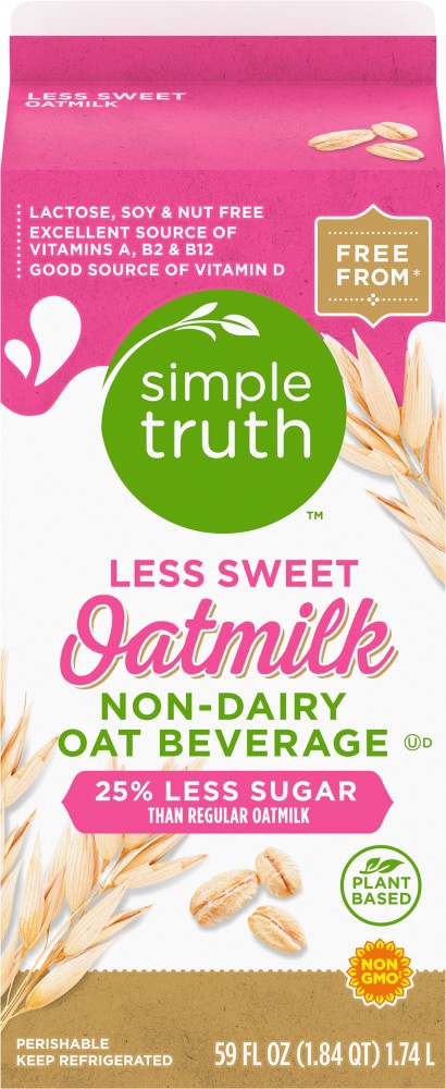 slide 3 of 4, Simple Truth Less Sweet Oat Milk, 59 fl oz