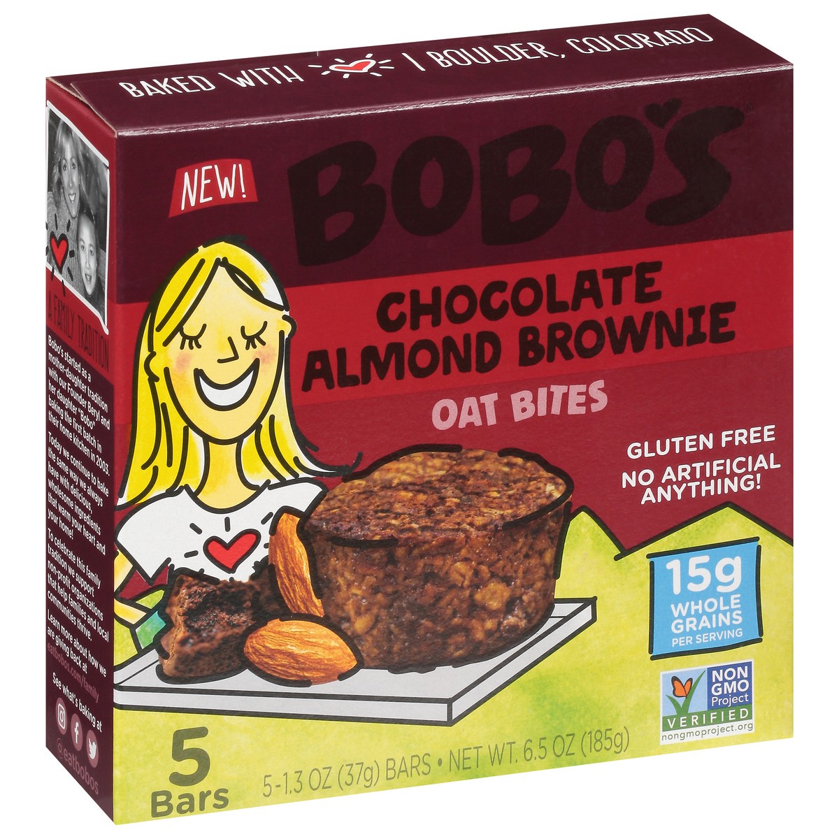 slide 8 of 9, Bobo's Chocolate Almond Brownie Oat Bites 5 - 1.3 oz Each, 6.5 oz