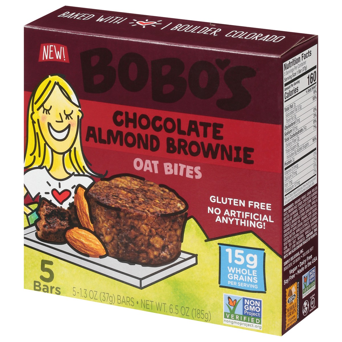 slide 9 of 9, Bobo's Chocolate Almond Brownie Oat Bites 5 - 1.3 oz Each, 6.5 oz