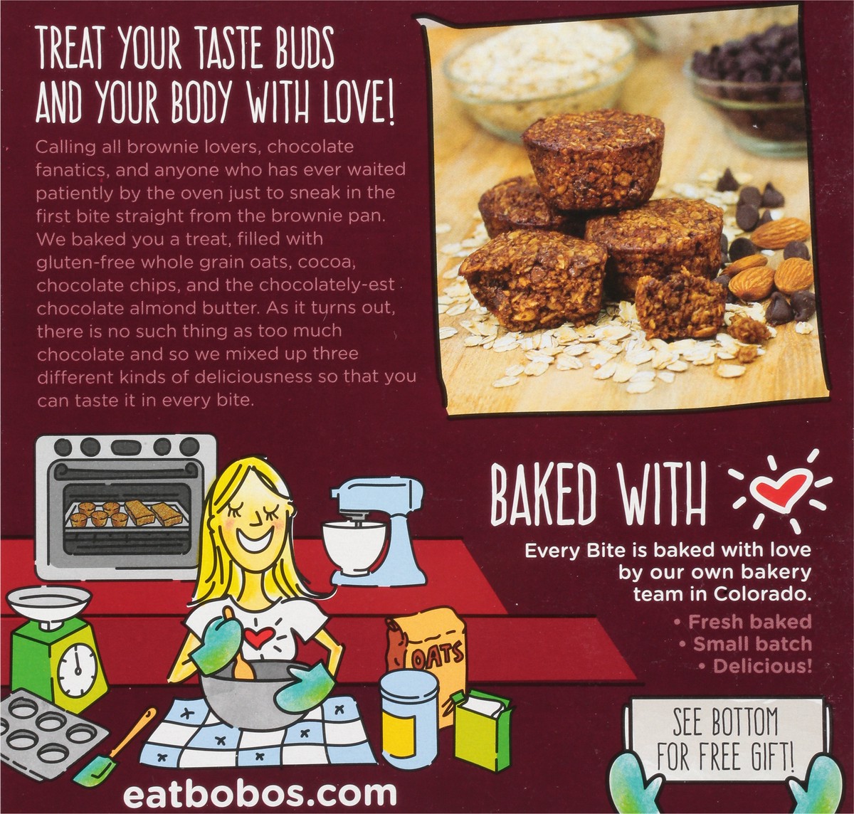 slide 2 of 9, Bobo's Chocolate Almond Brownie Oat Bites 5 - 1.3 oz Each, 6.5 oz