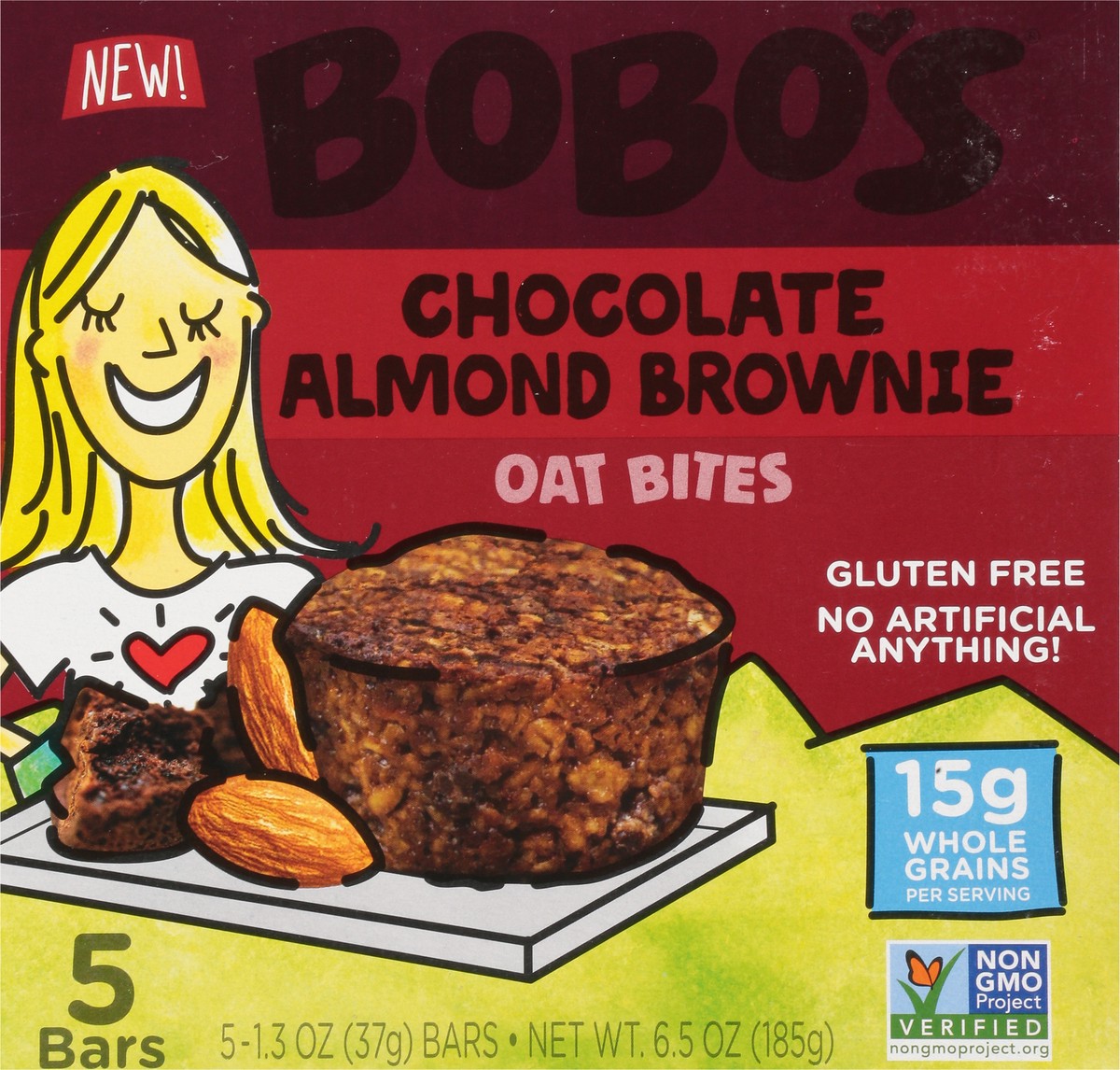 slide 6 of 9, Bobo's Chocolate Almond Brownie Oat Bites 5 - 1.3 oz Each, 6.5 oz