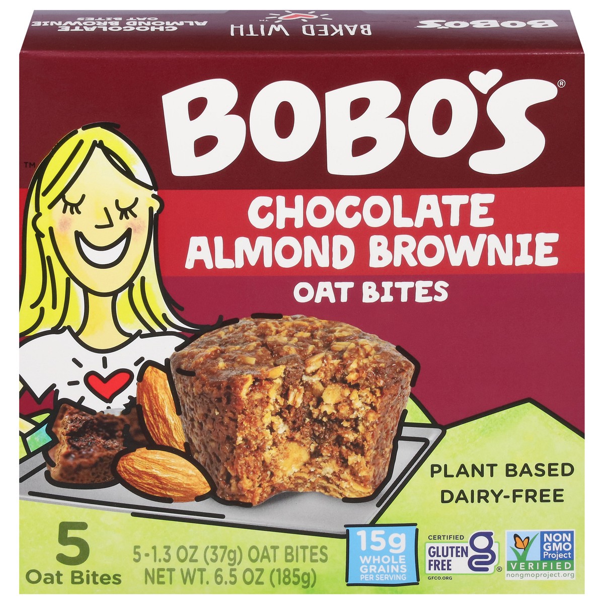 slide 1 of 9, Bobo's Chocolate Almond Brownie Oat Bites 5 - 1.3 oz Each, 6.5 oz