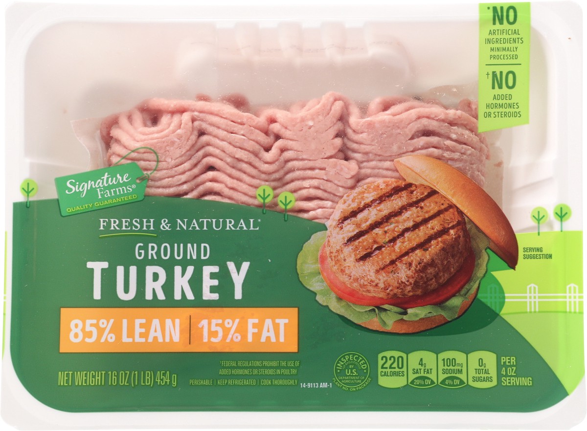 slide 1 of 9, Signature Farms Turkey Ground 85% Ln 15% Fat - 16 OZ, 16 oz