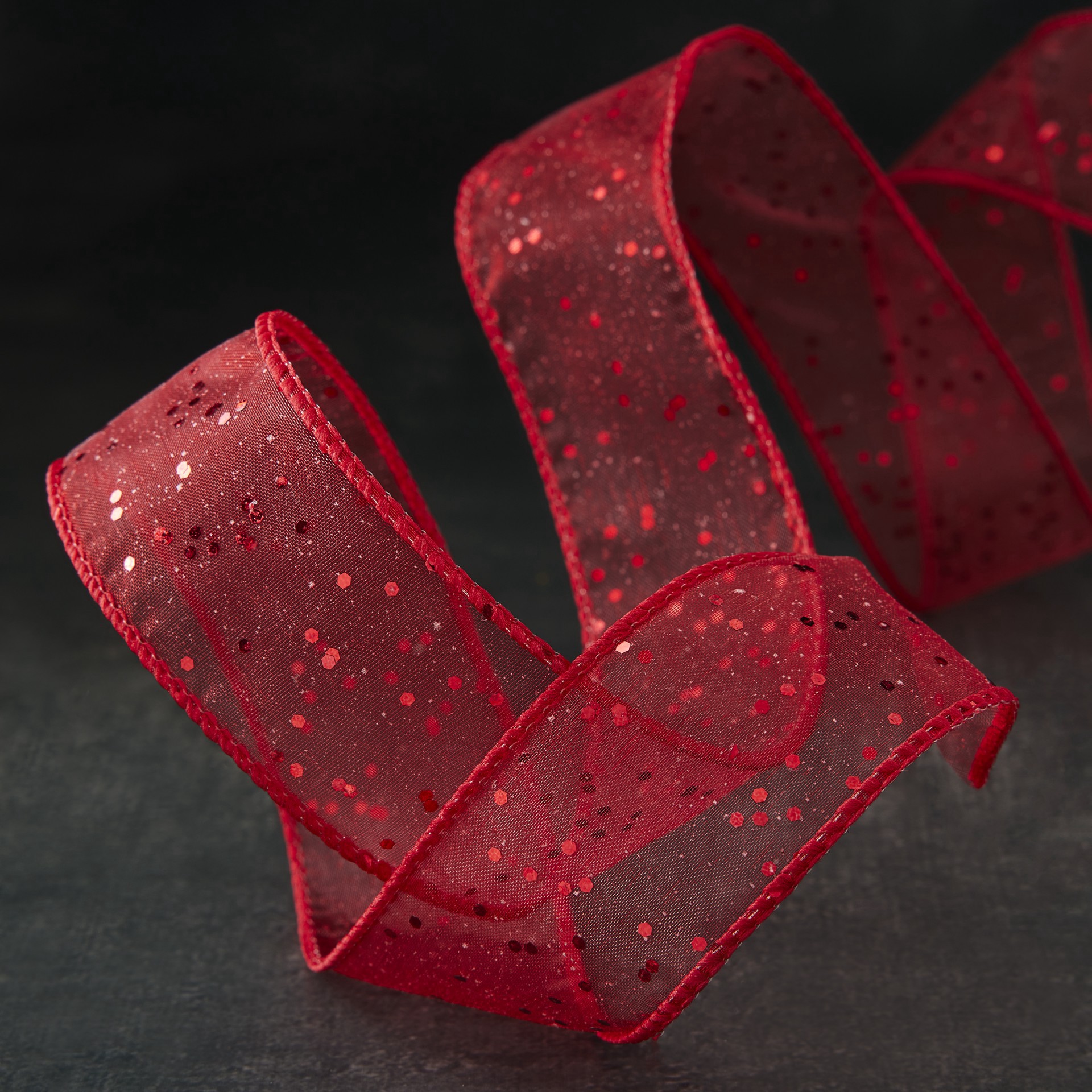 slide 3 of 4, 1.5" X 3yd. Sheer Wired Glitter Ribbon By Celebrate It, 1.5 in x 3 yd