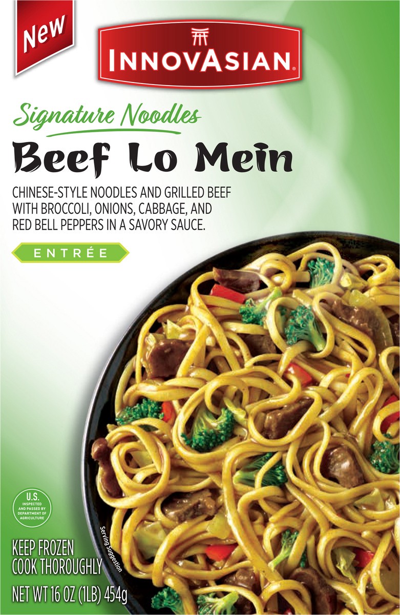 slide 2 of 14, InnovAsian Beef Lo Mein (Frozen), 16 oz
