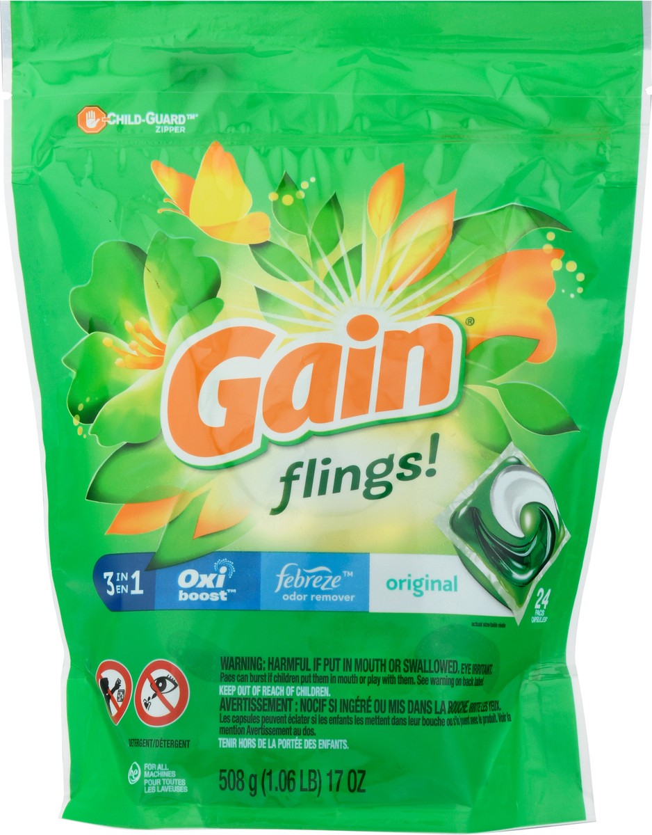 slide 8 of 9, Gain Flings! 3-in-1 Original Detergent 24 ea, 24 ct
