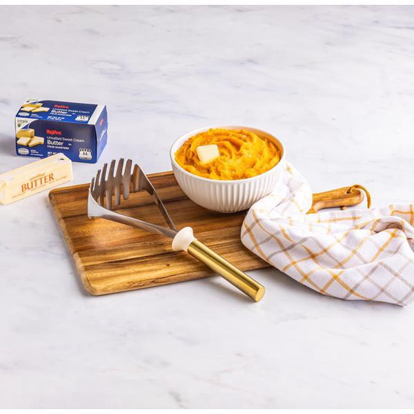 slide 1 of 1, Hy-Vee Seasons Masher In Gold And Linen, 1 ct