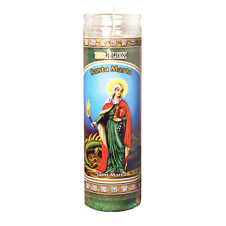 slide 1 of 1, Brilux Saint Martha Religious Candle - Green Wax, 410 ml