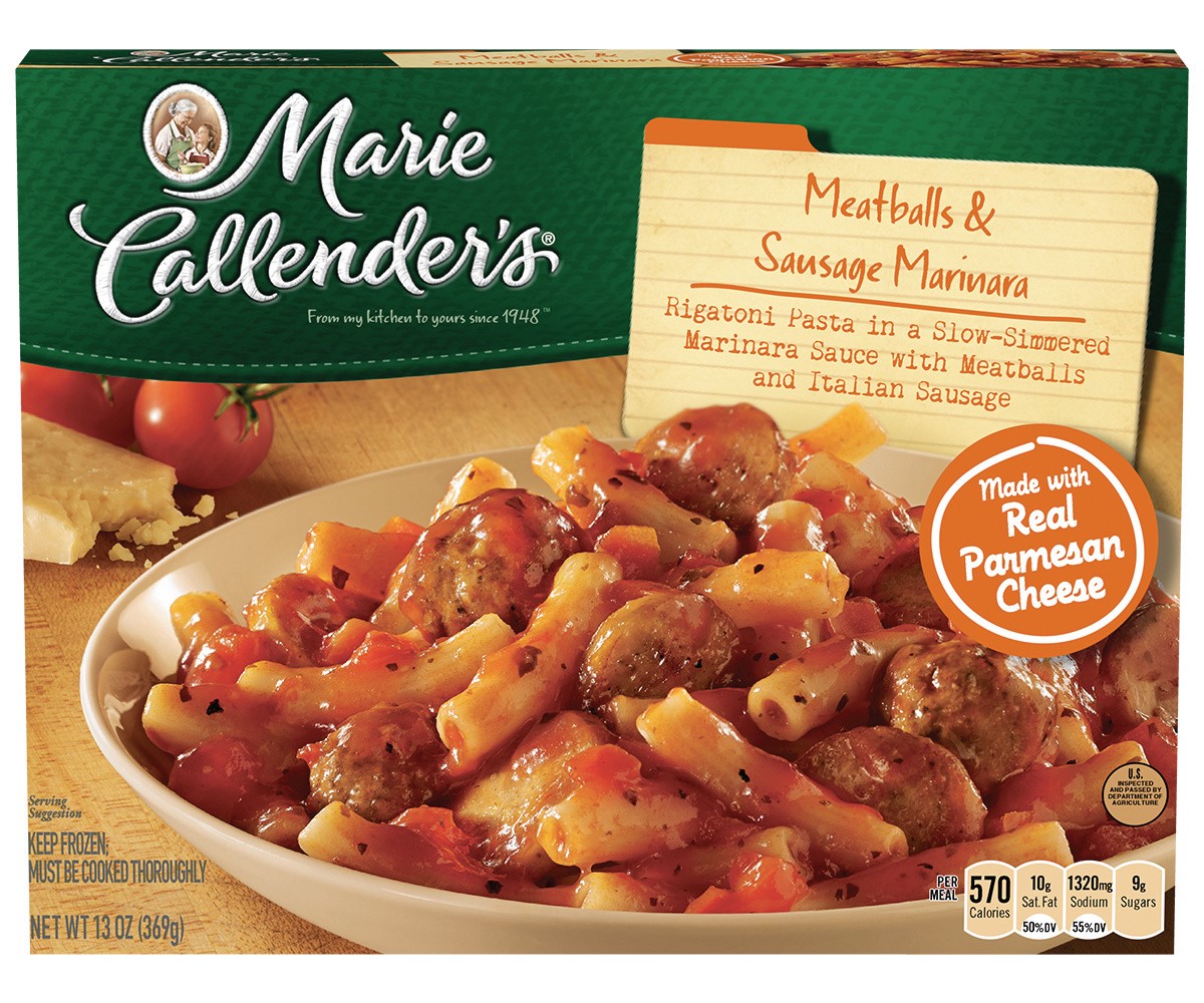 slide 1 of 5, Marie Callender's Frozen Dinner, Meatballs & Sausage Marinara, 13 Ounce, 13 oz