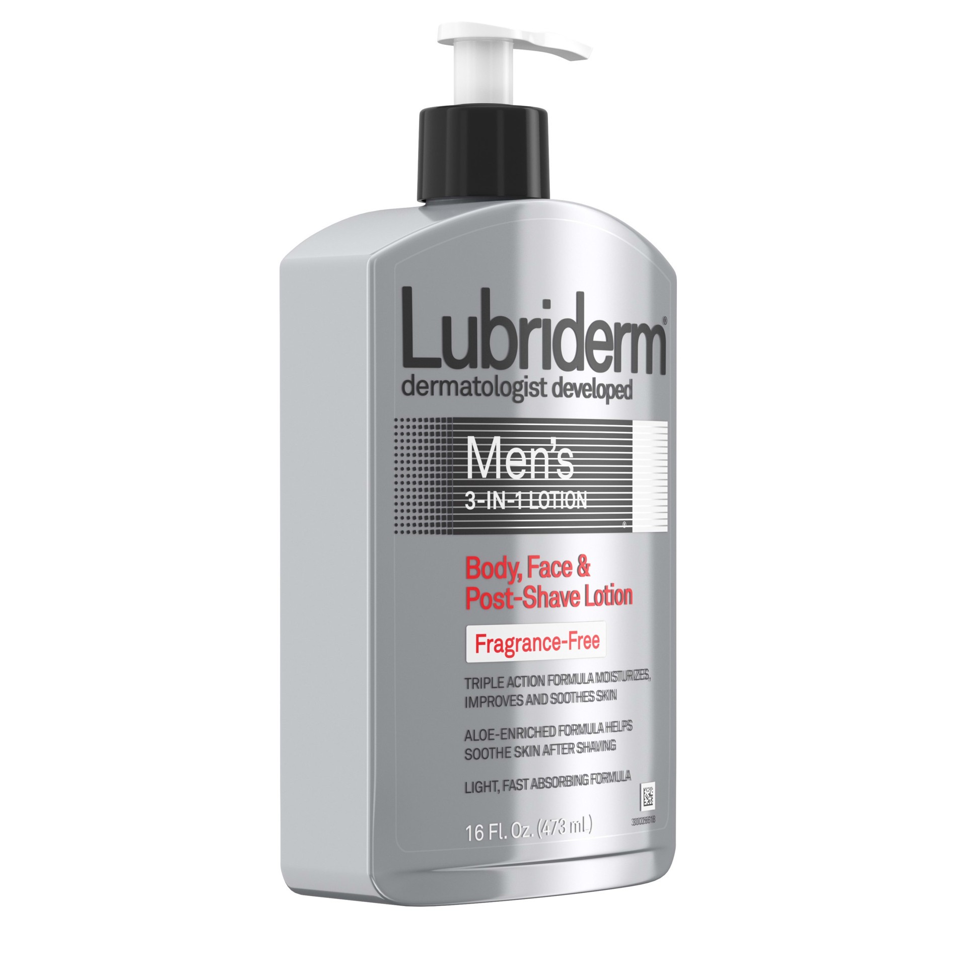 slide 3 of 5, LUBRIDERM Men's 3-In-1 Fragrance-Free Lotion, 16 Fl. Oz, 16 fl oz