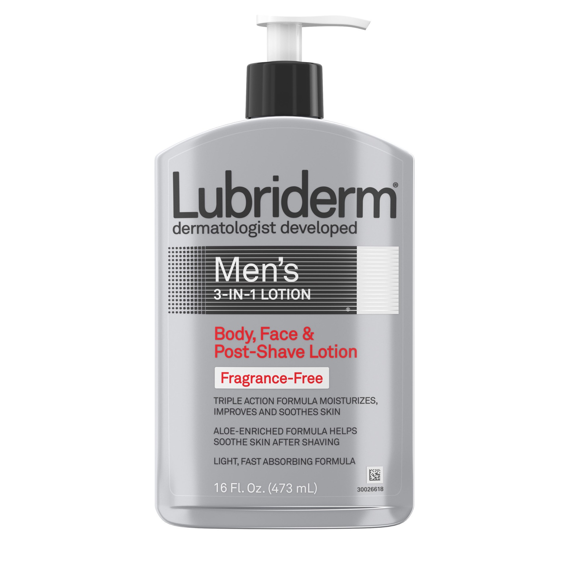 slide 1 of 5, LUBRIDERM Men's 3-In-1 Fragrance-Free Lotion, 16 Fl. Oz, 16 fl oz