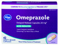 slide 1 of 1, Kroger Omeprazole Acid Reducer Delayed-Release Capsules, 42 ct