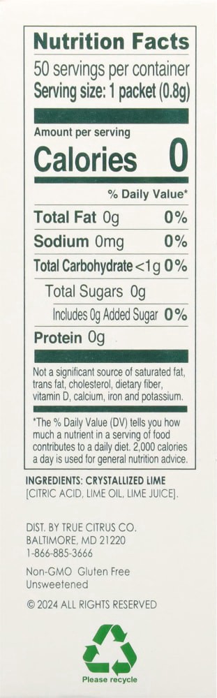 slide 2 of 5, True Lime® Packets Crystallized Lemon, 50 ct