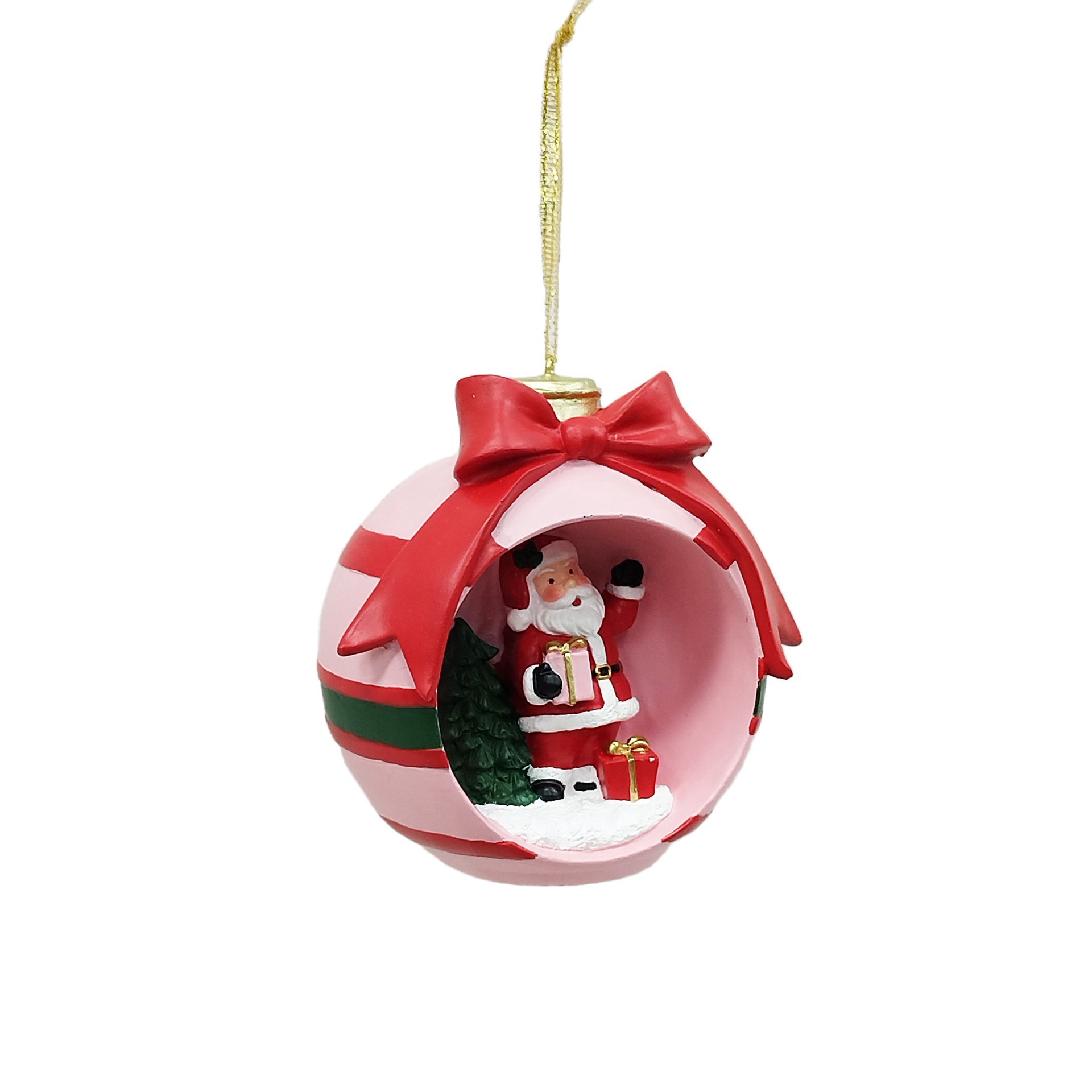 slide 2 of 3, 4" Hello Santa With Pink Bow Ornament By Ashland, 3.74 in x 3.15 in x 3.94 in