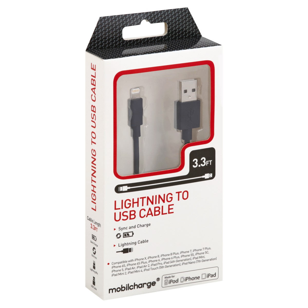 slide 2 of 5, Mobile Essentials Lightning-to-USB Sync Cable, 1 ct