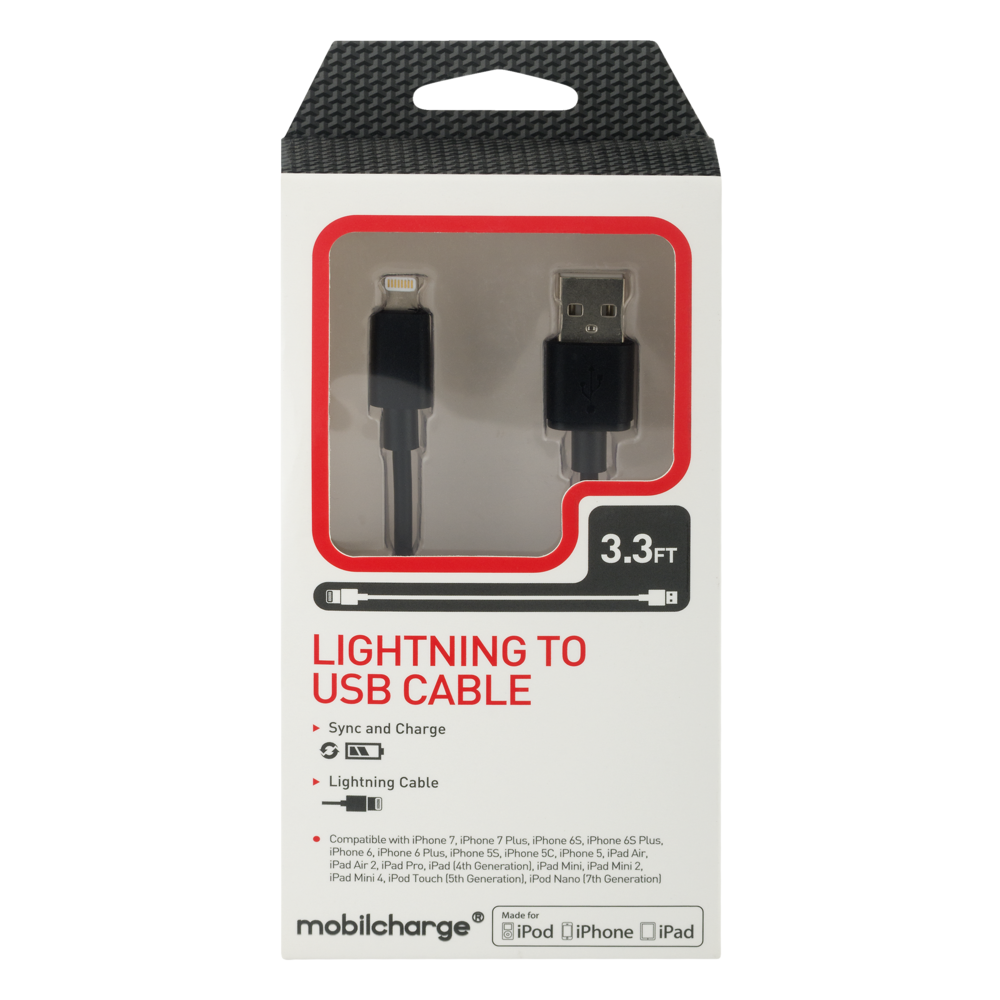 slide 1 of 1, Mobile Essentials Lightning-to-USB Sync Cable, 1 ct