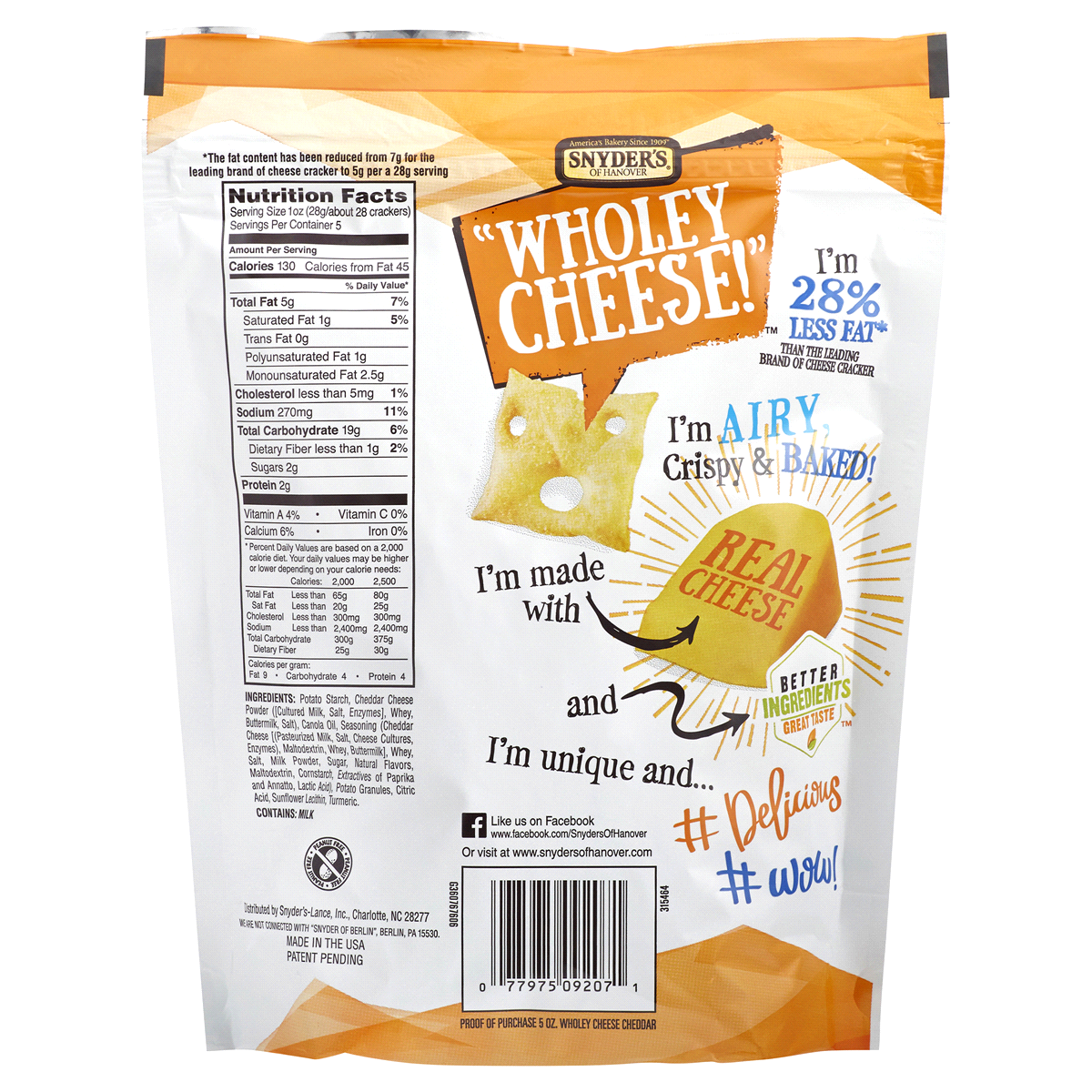 slide 2 of 2, Snyder's of Hanover Wholey Cheese! Smoked Gouda Crispy Baked Crackers, 5 oz